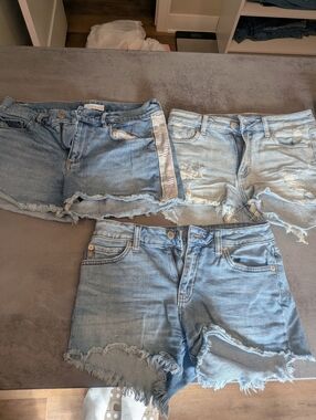 Three Distressed Light Wash Denim Shorts - Mixed Styles, just USA (lulus)X2/loft